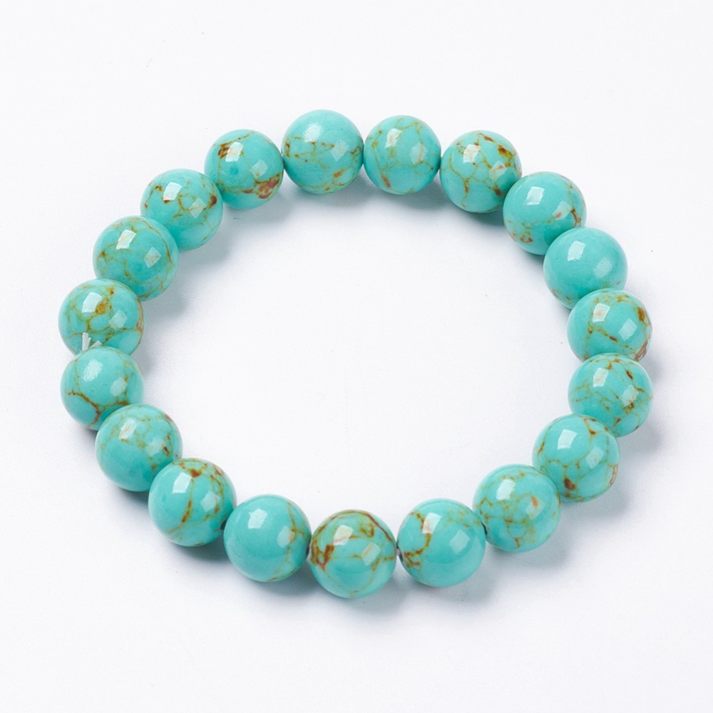 Bracelet en Turquoise, perles rondes 8mm, diam env. 5cm