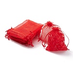 Pochette cadeau en organza, rouge, 12x9 cm