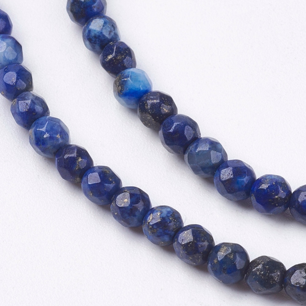 Pierre Lapis Lazuli, bleue grade AAA, ronde à facette, 3mm, trou 0.5mm