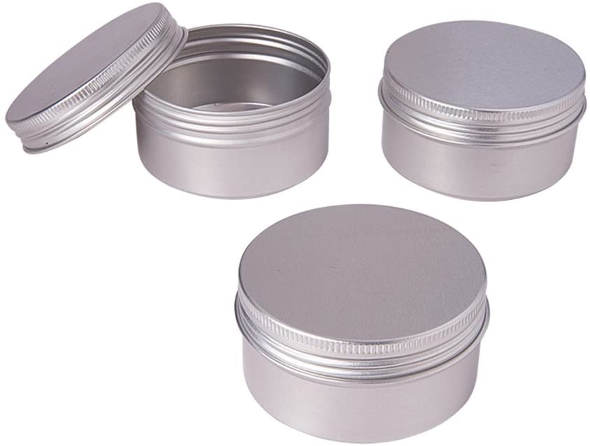 Boîte/contenant en aluminium, ronde, grise, 6,8 x 3,5cm