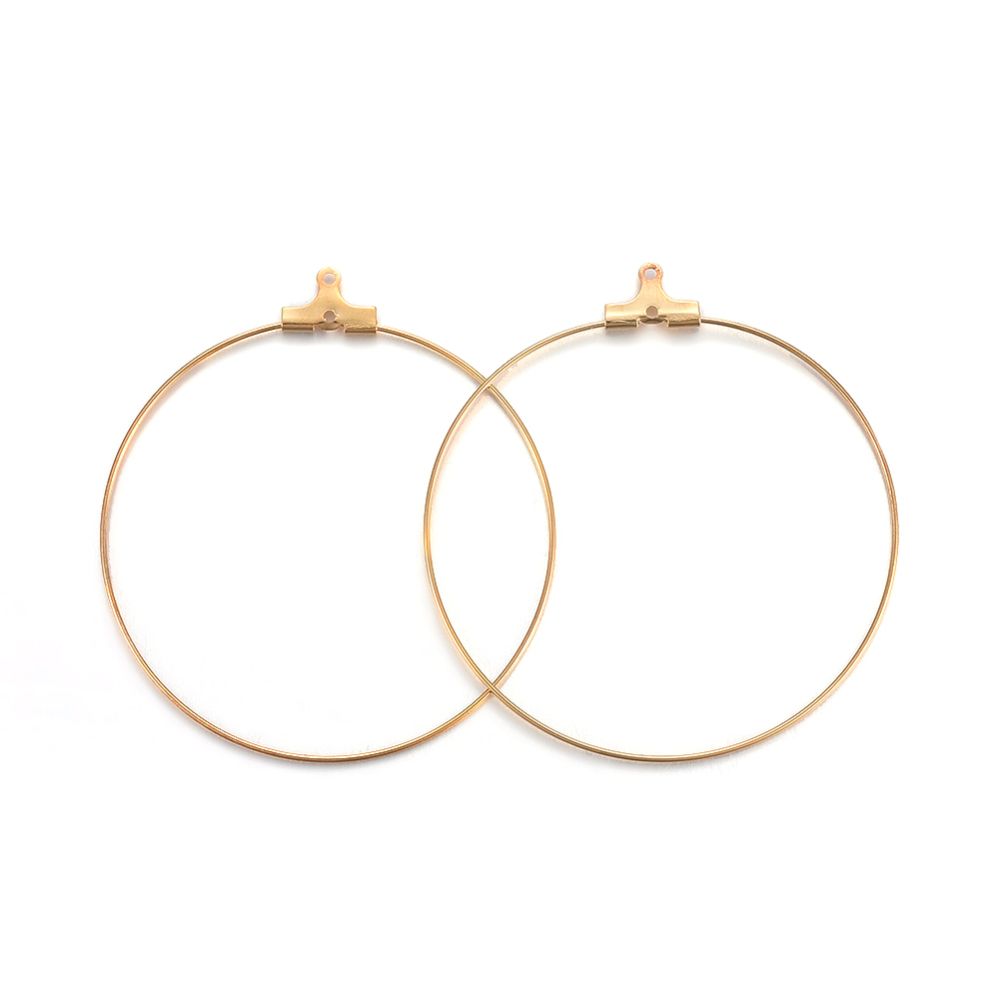 Boucle d'oreille créole INOX doré à suspendre, plaqué or 18k, 53x49,5x1,5mm, trou 1,5mm