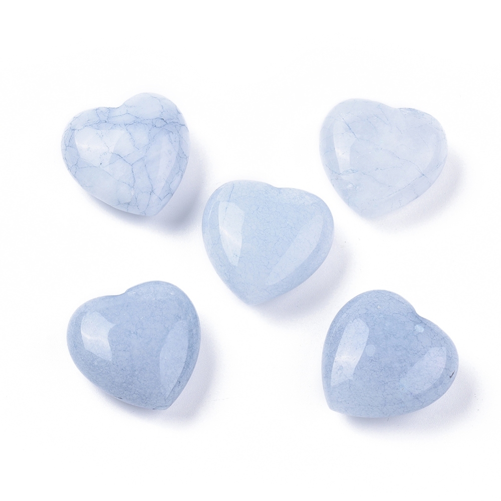 Pierre angélite, naturelle, bleue, coeur, 25x25x12~13mm, sans trou