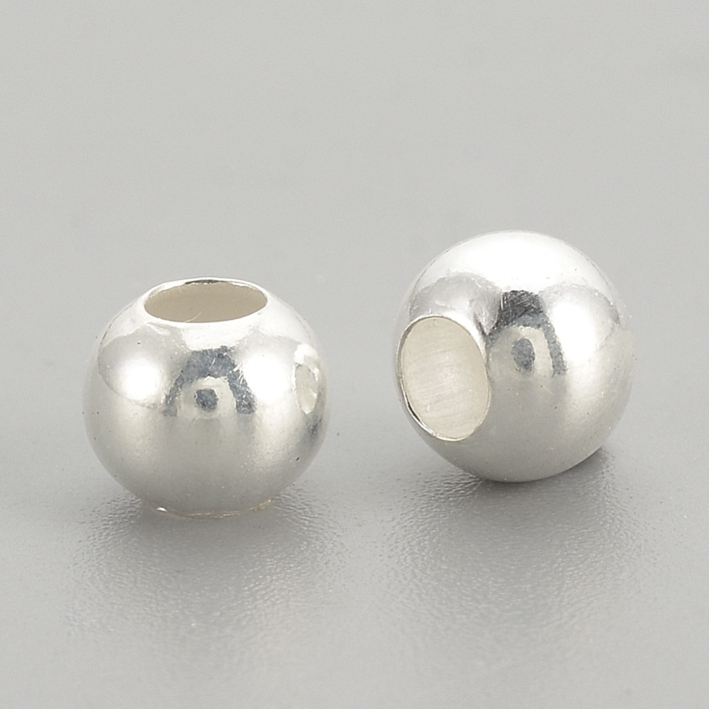 Perle, 925 argent sterling, 3x2.5mm trou 1mm