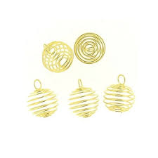 Perle ressort laiton, cage à oiseau, diam 10 mm