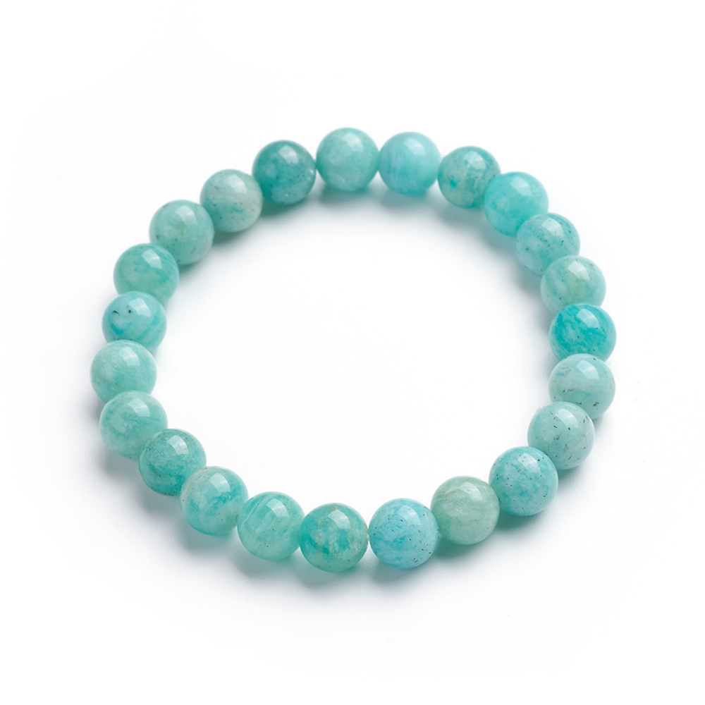 Bracelet en Amazonite grade AAA, perles rondes 8mm, diam 5.3 ou 5.5cm (2 tailles au choix)