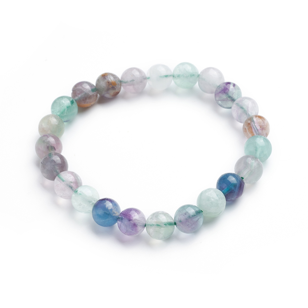 Bracelet en Fluorite, perles rondes 8mm, diam env. 5.3cm