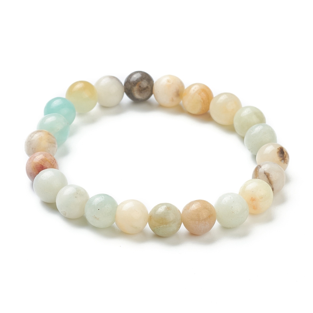 Bracelet en Amazonite, perles rondes 8mm, diam env. 5.5cm