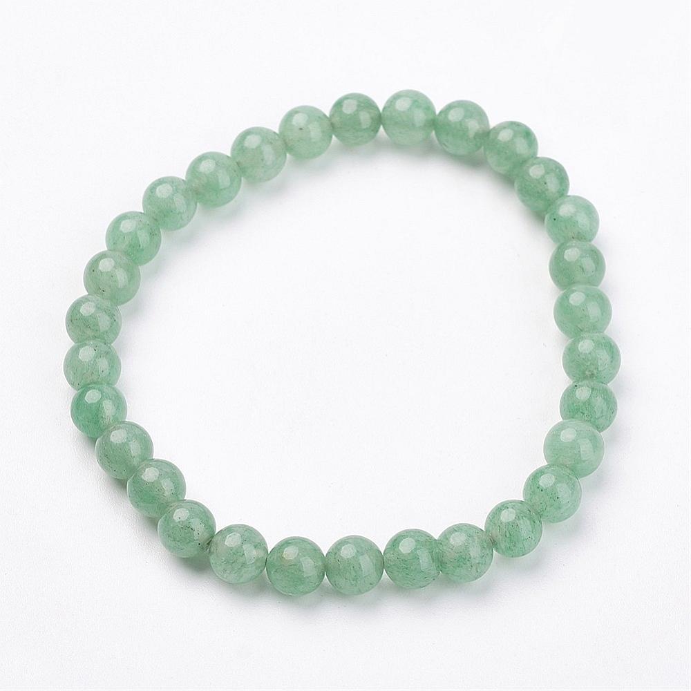 Bracelet en Aventurine verte, perles rondes 6.5mm, diam env. 4.9cm