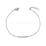 Bracelet réglable chaîne et perles, argent 925, 15.5cm et 16cm (2 tailles)