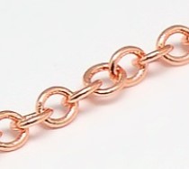 Chaîne laiton doré rose, soudée, 3x2.5x0.5mm, le mètre