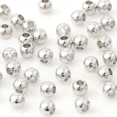 [AR01] OLD Perle ronde en argent 925, diamètre 8mm, trou 3mm