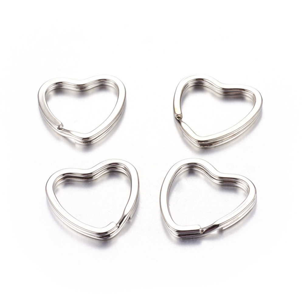 Porte clé, coeur, argenté, 31mm épaisseur 3mm