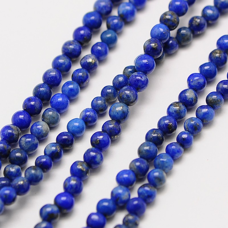 Pierre Lapis Lazuli, bleue, ronde, 3mm, trou 0.5mm