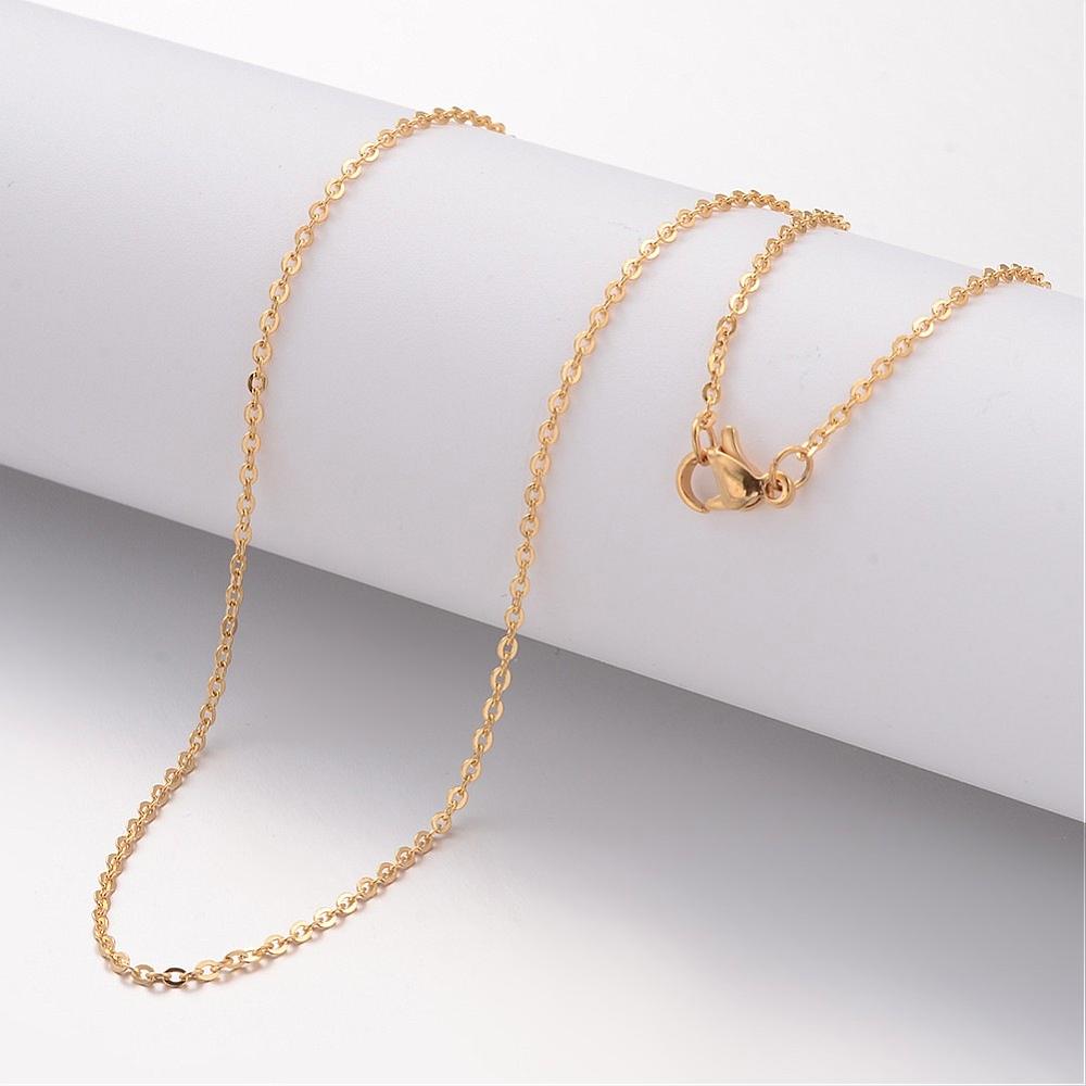 [MAK-K004-17G] Collier chaîne INOX doré, largeur 1,5mm, longueur 45cm
