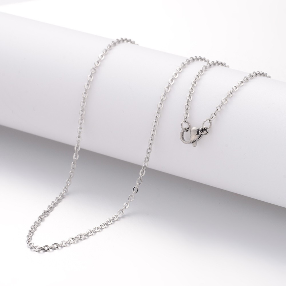 [MAK14   MAK-K004-14P] Collier chaîne INOX argenté, largeur 2mm, longueur 45cm