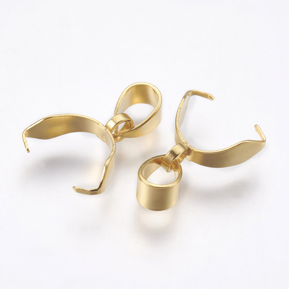Bélière INOX doré avec passant, 16,5mm, Trou: 3,5x4,5mm, broche: 0,7 mm