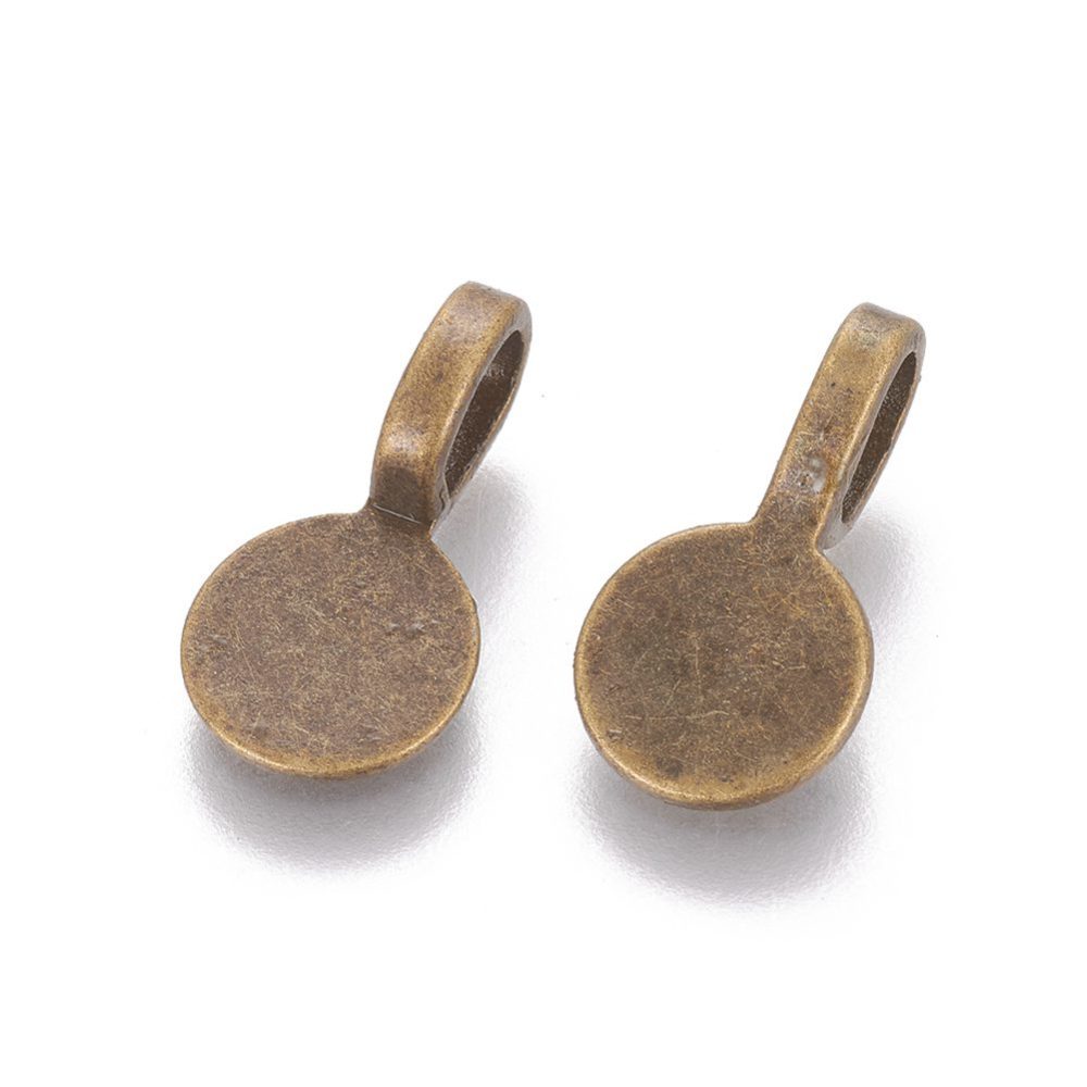 Bélière à coller tibétain bronze plat rond 18x10x5.5mm trou 6x3.5mm