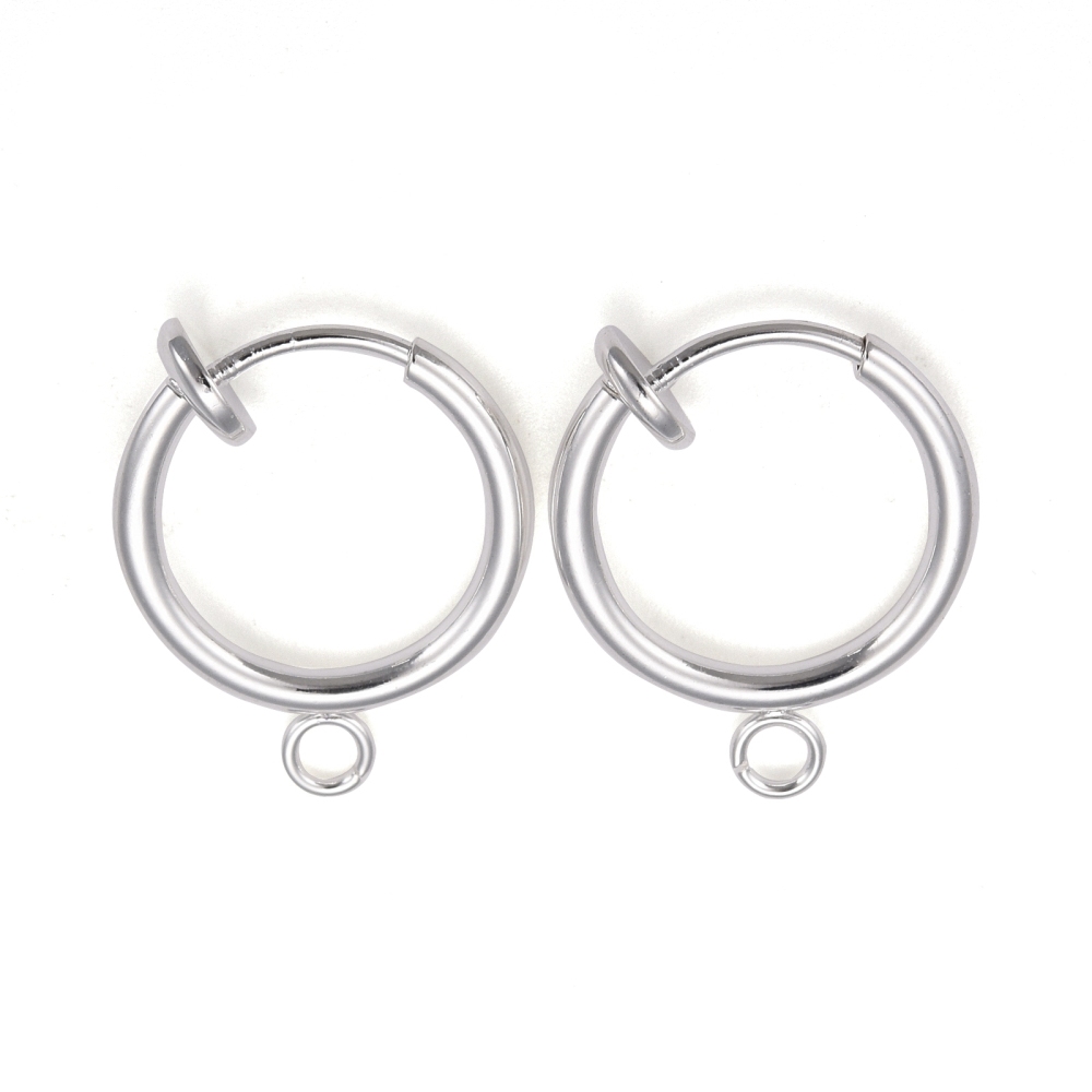 Boucle d'oreille INOX, créoles avec clips à vis , 17x13x4.5mm, Trou: 2mm, la paire