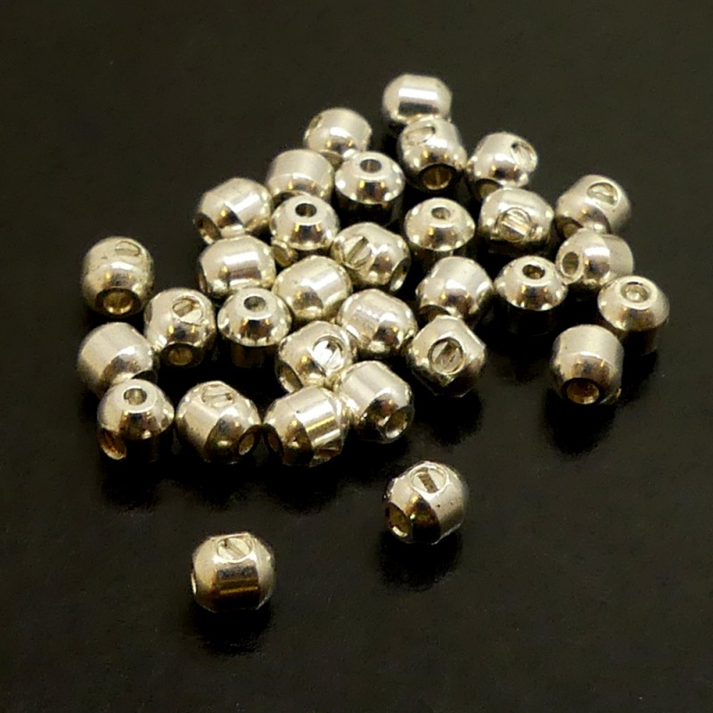 Perle à visser plaqué argent, ovale, diamètre 3.5mm,