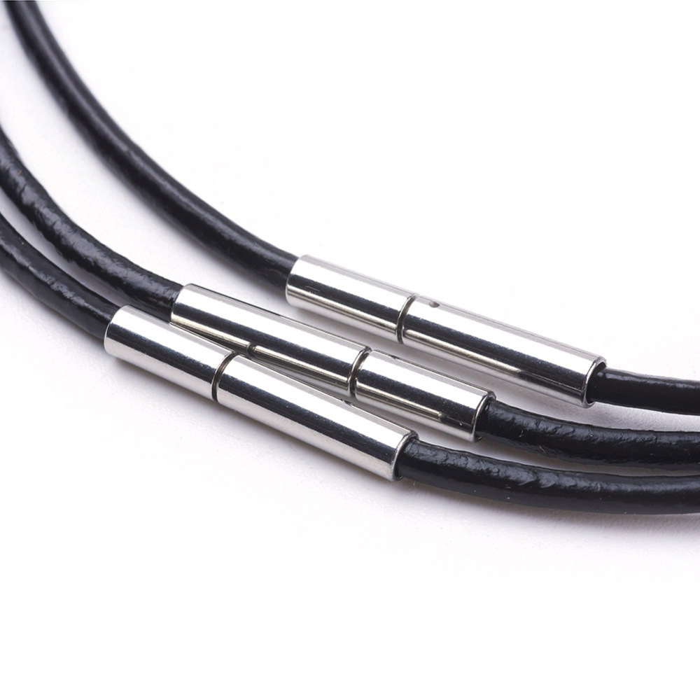 [MAKG   MAK-G003-04B] Collier de cuir avec fermoir inox, 40cm