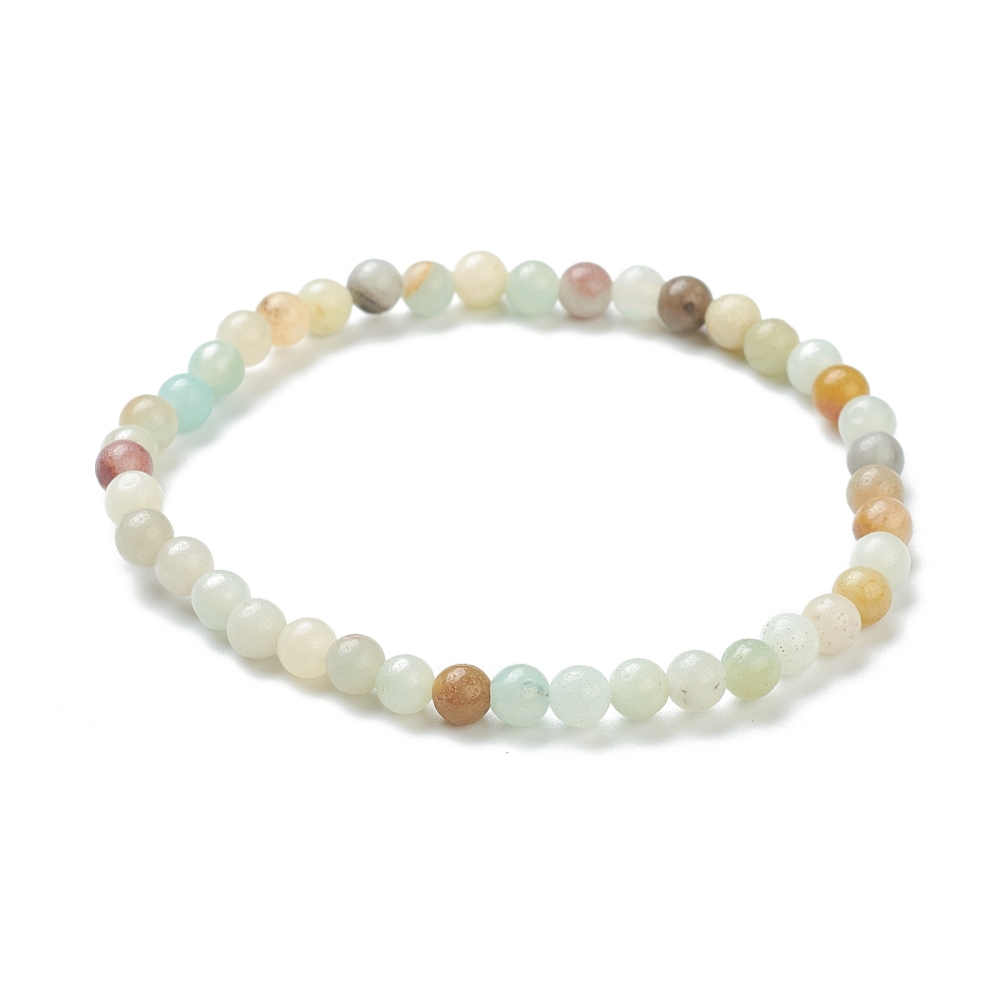 Bracelet en Amazonite, perles rondes 4mm, diam env. 5,5cm