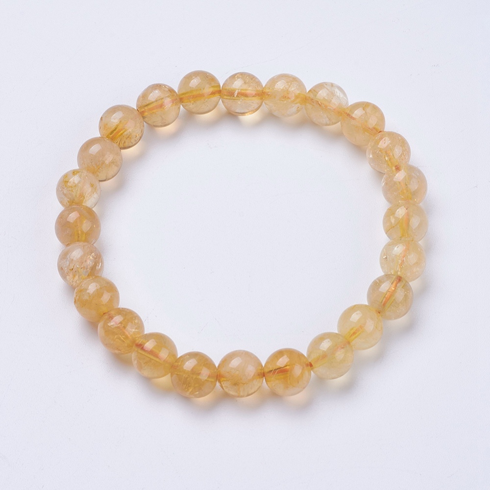 Bracelet en Citrine, perles rondes 8mm, diam env. 5.2cm