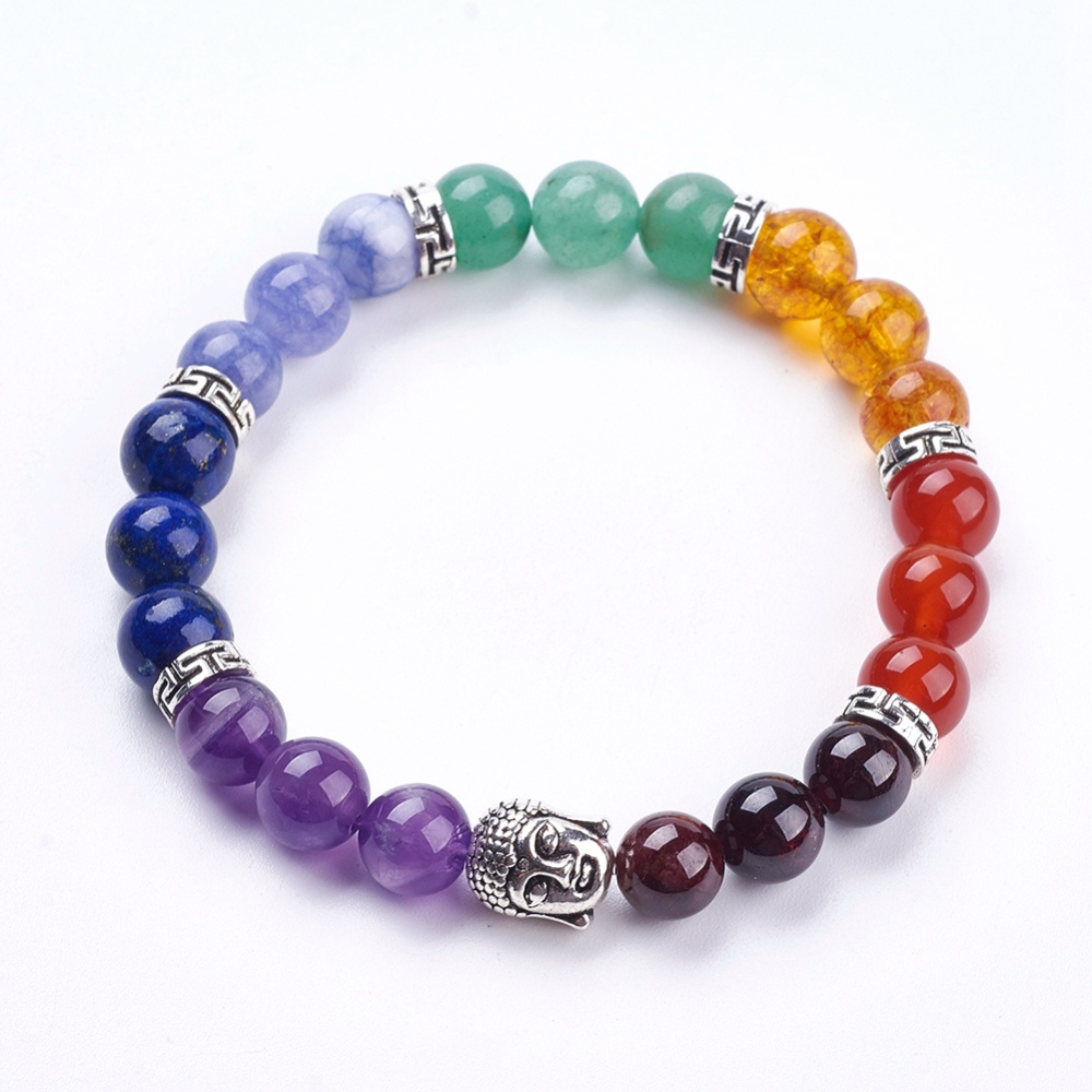 Bracelet Chakra, 7 pierres naturelles, diam 5cm