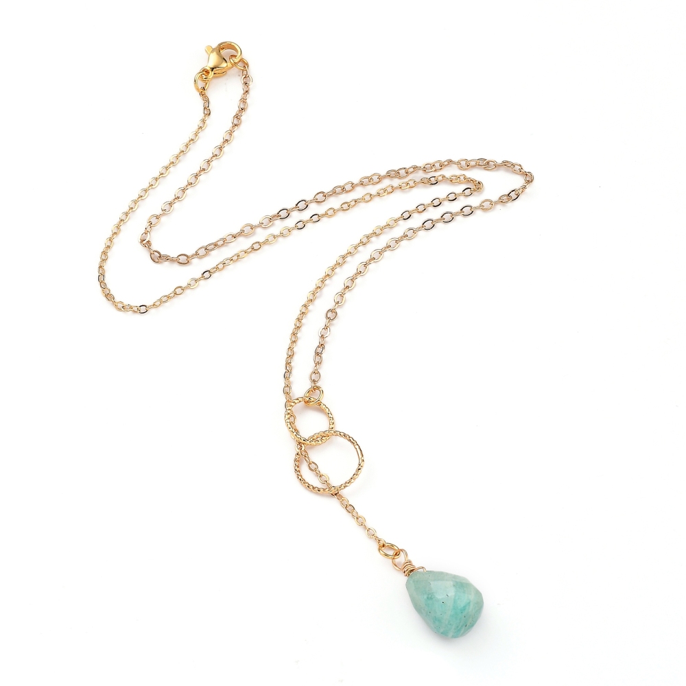 Collier chaîne, pendentif en Amazonite, fermoir INOX, env. 45cm