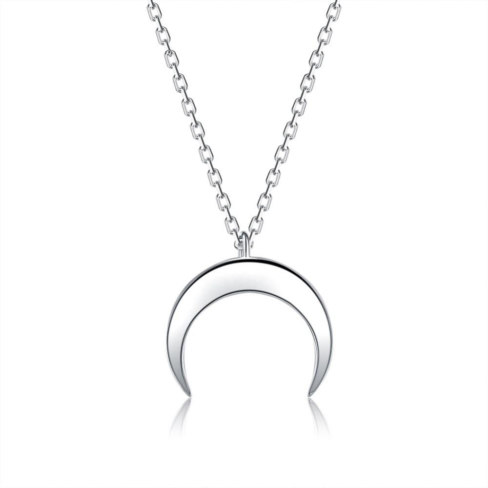 Collier chaîne argent sterling 925, pendentif croissant de lune, 40cm