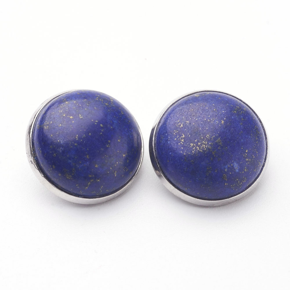 Boucles d'oreilles Lapis Lazuli, clips argentés, 14~15x12~13mm