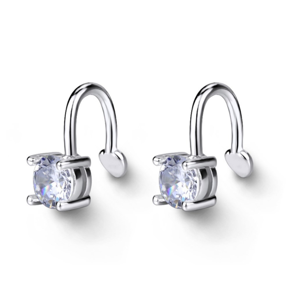 Boucles d'oreilles zircon, clips, 13x12x1.2mm