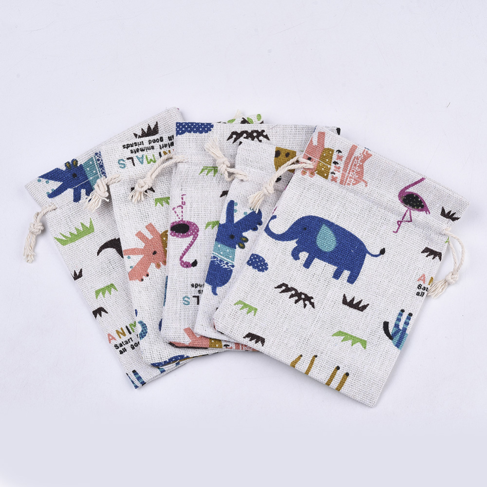 [ABAG-T009-01] Pochette en polycoton, imprimé animal coloré, 13,7x10 cm