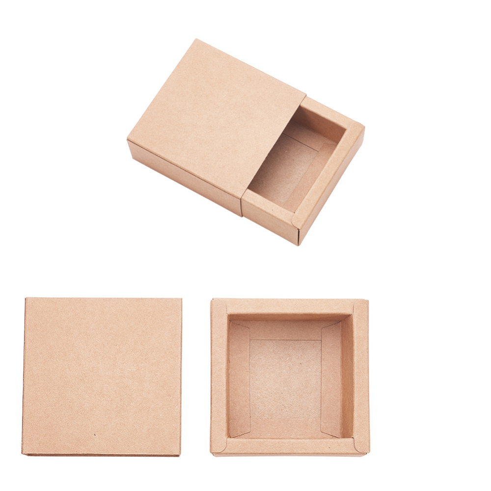 Boîte en carton à tiroir, intérieur 6,5x6,5x3cm, pour création de rangements ou de calendriers de l'avent