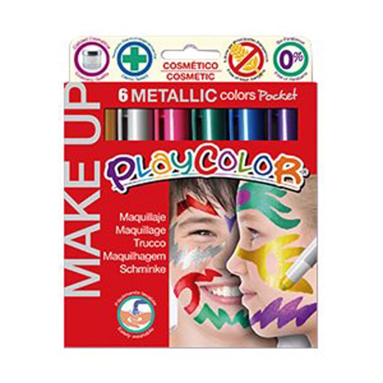 [256901] Boîte de 6 sticks de maquillage hypoallergénique, "pocket metallic", Playcolor