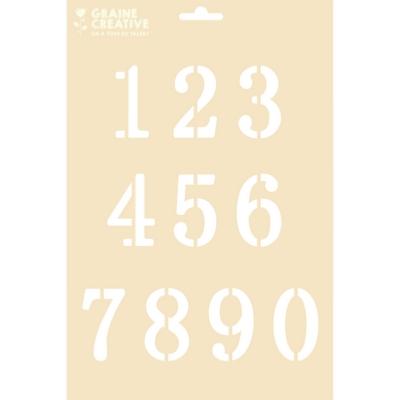 Pochoir décor chiffres, 0 à 9, hauteur des chiffres 6cm