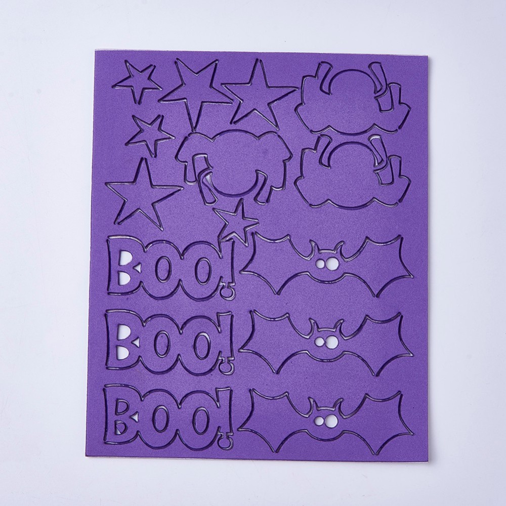 Kit de formes de mousse autocollantes, motifs halloween, violet, 19.7x16.5x0.18cm, la feuille