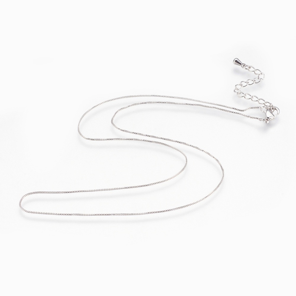 Collier de chaîne en laiton argenté, plaqué platine, largeur 0,6mm, longueur 43cm