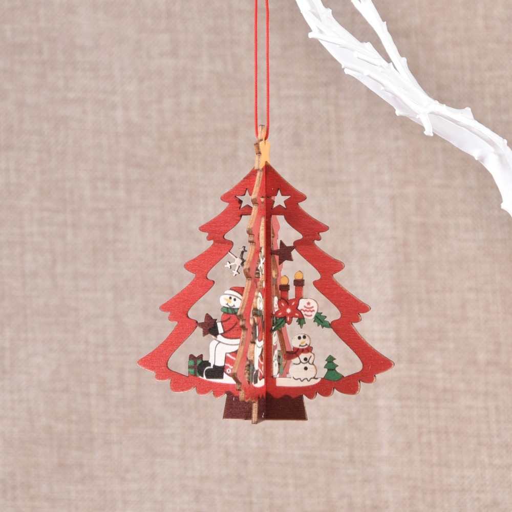 [DIY-TAC0007-30A] Sapin de Noël en bois, rouge, 109.5x97x96mm