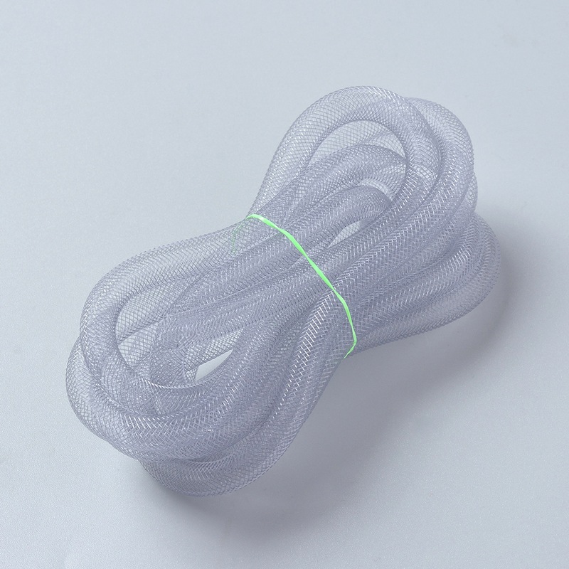 Fil résille nylon tubulaire, flexo tubing, gaine pour montage de mouches, 8mm, gris argent, vendu au brin de 180cm