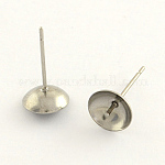 Puce d'oreille, acier inoxydable, couleur argent, 6mm, pin 0.7mm la paire