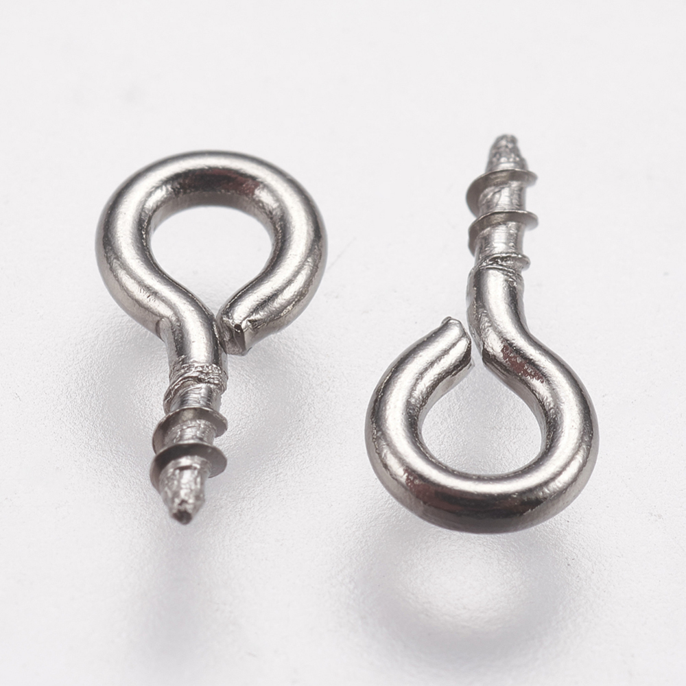 Piton en INOX argenté, piton à bord, 8x4mm, anneau 2mm