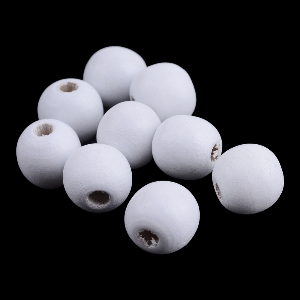 Perles en bois polies 6x5mm, lot de 115 pièces, couleur blanche