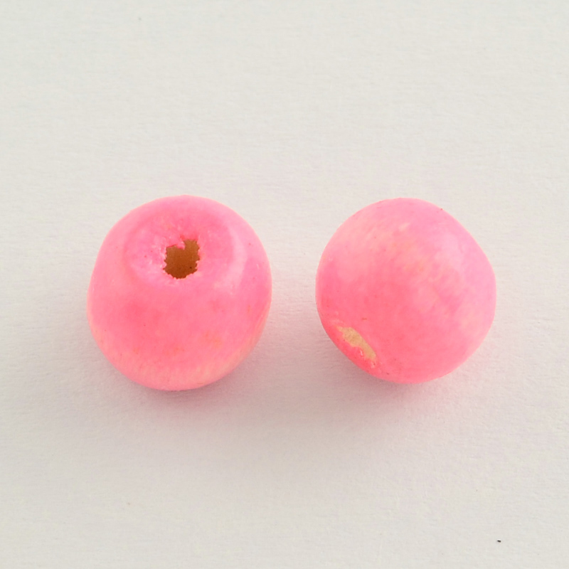 Perles en bois polies 6x5mm, lot de 200 pièces, couleur rose