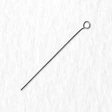 Tige en alliage, couleur argent, avec boucle, 70x0,8mm, trou 2,5mm