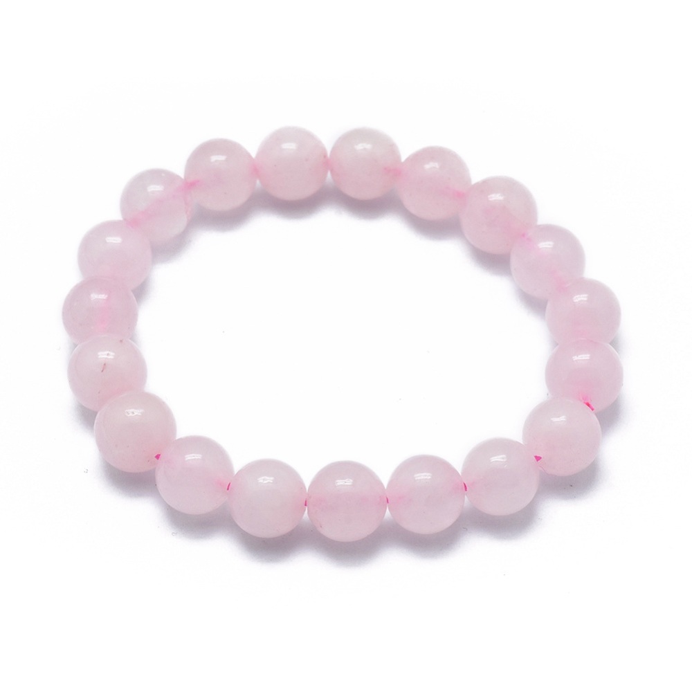 Bracelet en Quartz rose, perles rondes 8mm, diam env. 5.5/6cm