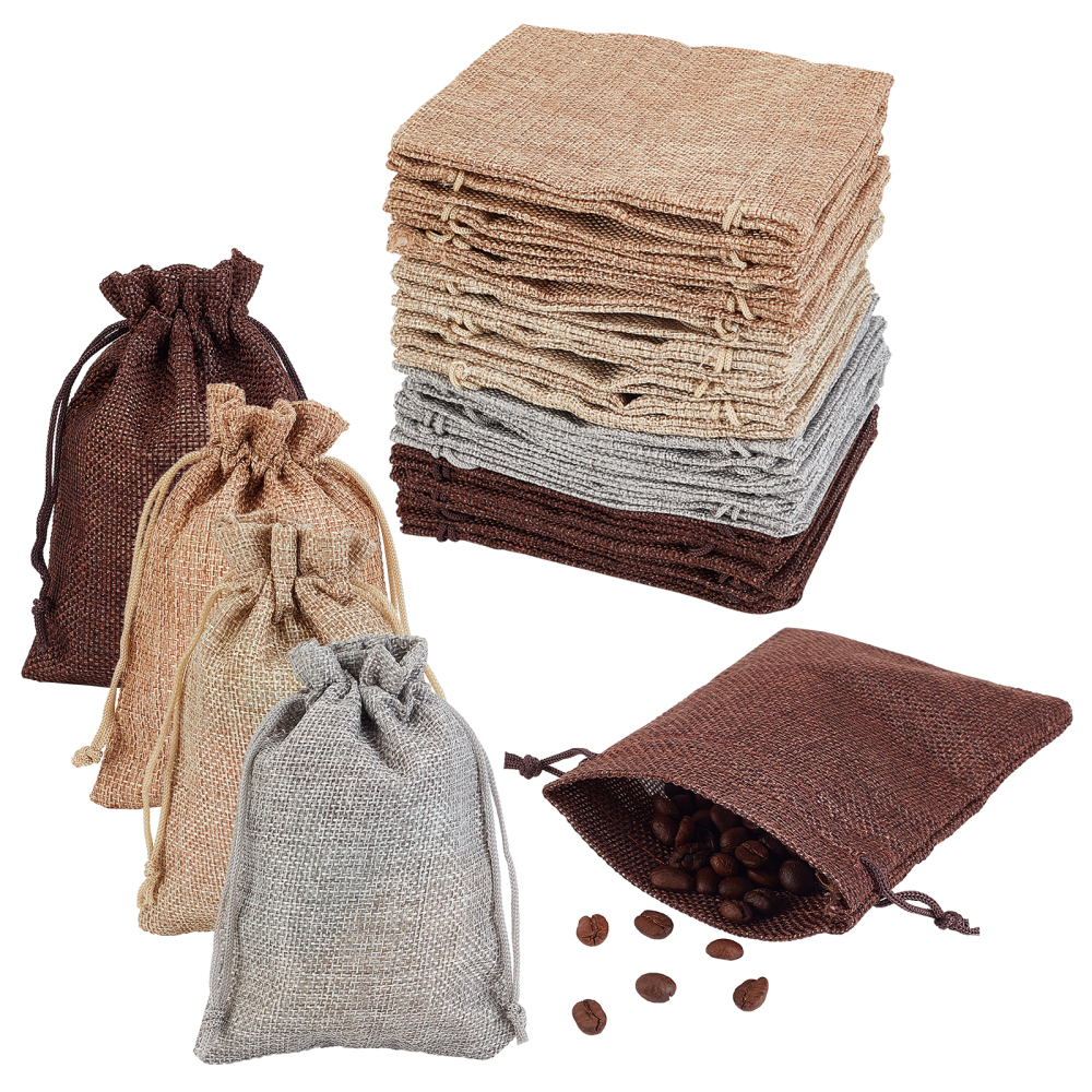Pochette en toile de jute, 13.5x9.5 cm, 4 coloris naturels au choix