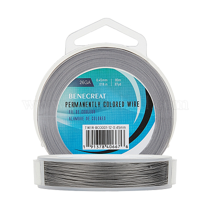 Câble INOX, revêtu de nylon, couleur argent, 0.45mm, 26GA, bobine de 45m