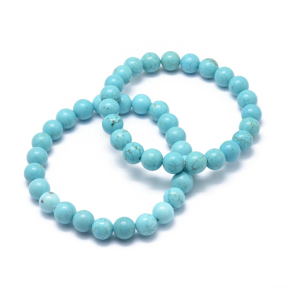 Bracelet en Turquoise, perles rondes 8mm, diam env. 5.5cm