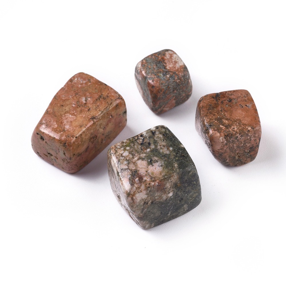 Pierre brute, Unakite, cube sans trou, 13~27x13~27x13~27 mm