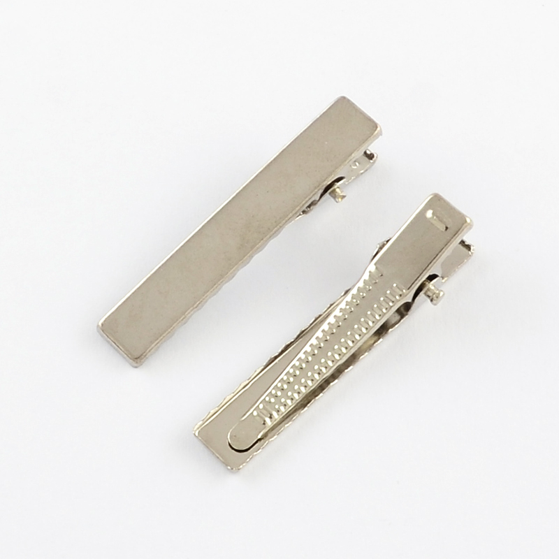 [X-MAK-R001-12  IFIN-A171-08B-02] Pince à cheveux crocodile en fer, platine, 41x7mm
